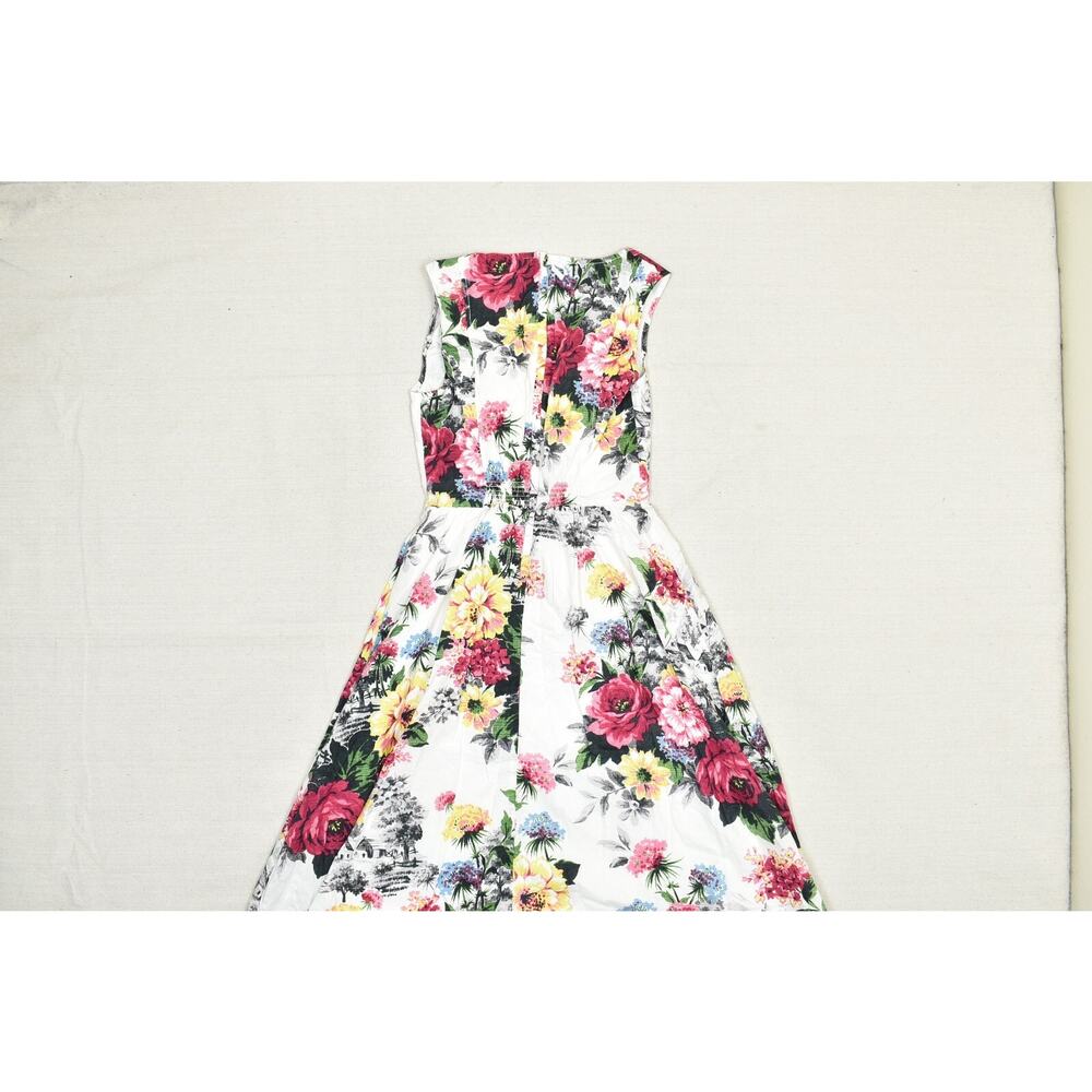 Anthropologie Women's Fit & Flare Dress Midi Floral Cotton Multicolor Size 0 - Picture 3 of 8